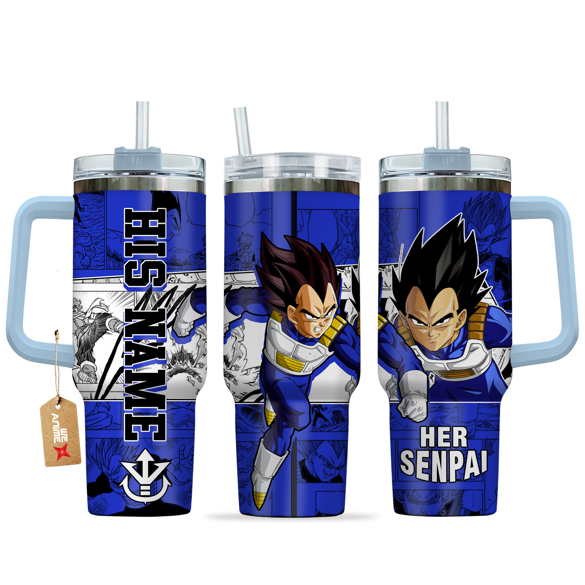 Vegeta Dragon Ball Anime Custom Stanley Quencher 40oz Stainless Steel Tumbler With Handle