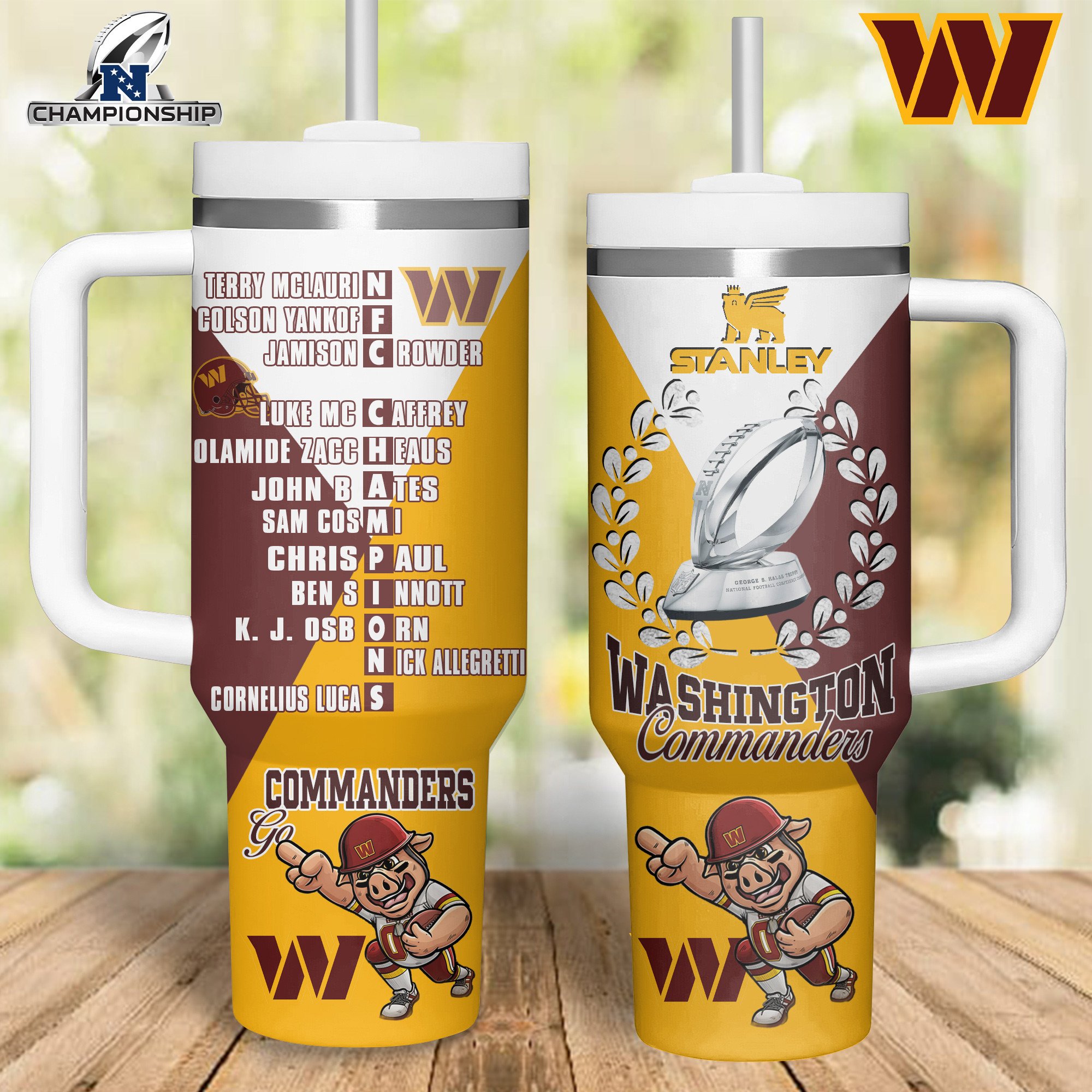 Washington Commanders NFL Sports Custom Stanley Quencher 40oz Stainless Steel Tumbler With Handle