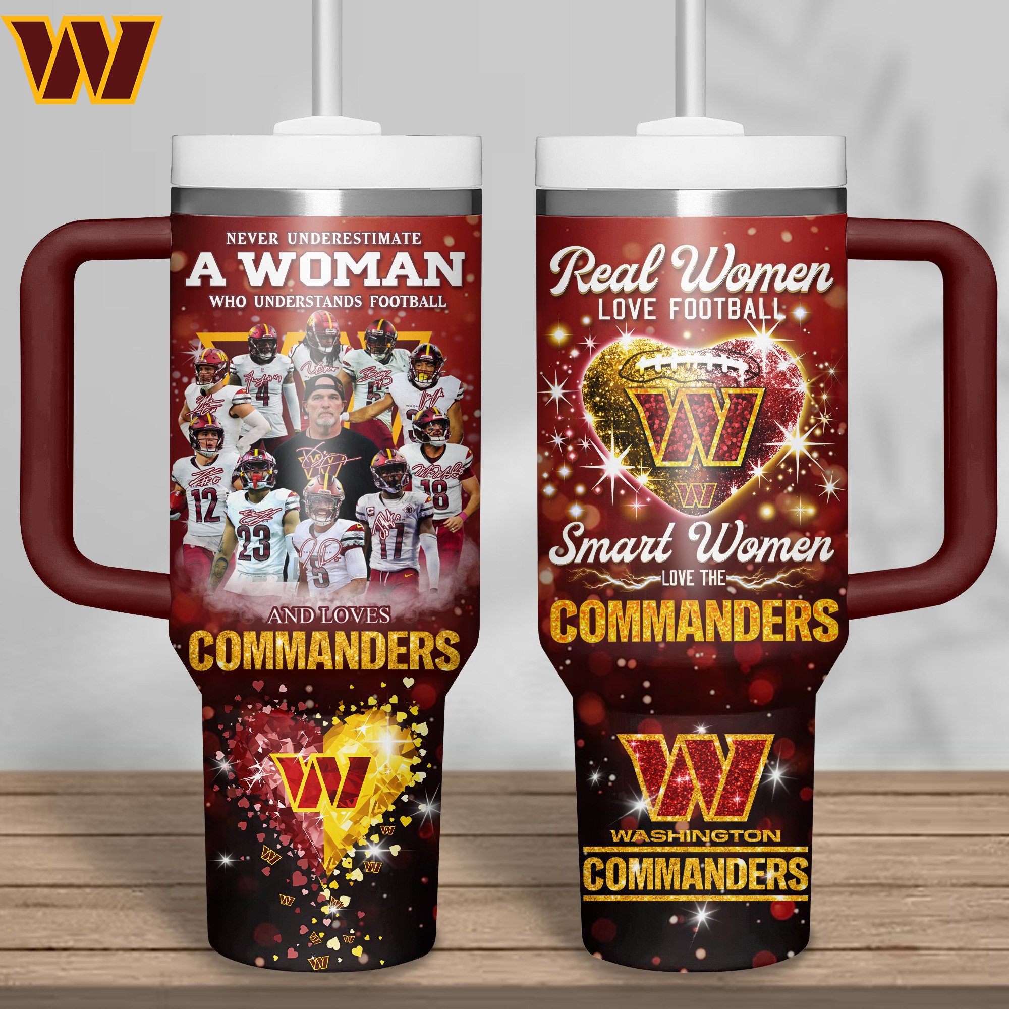 Washington Commanders NFL Sports Custom Stanley Quencher 40oz Stainless Steel Tumbler With Handle