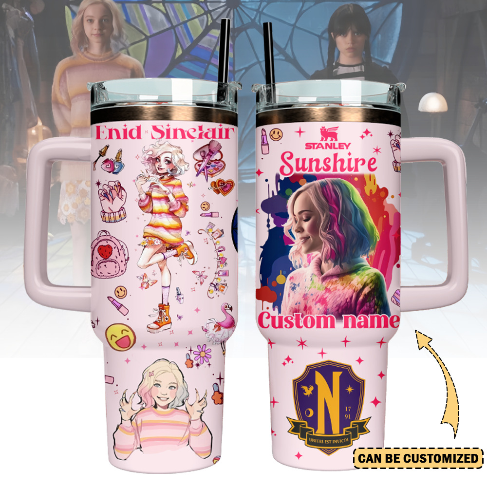 Wednesday x Halloween Custom Stanley Quencher 40oz Stainless Steel Tumbler With Handle