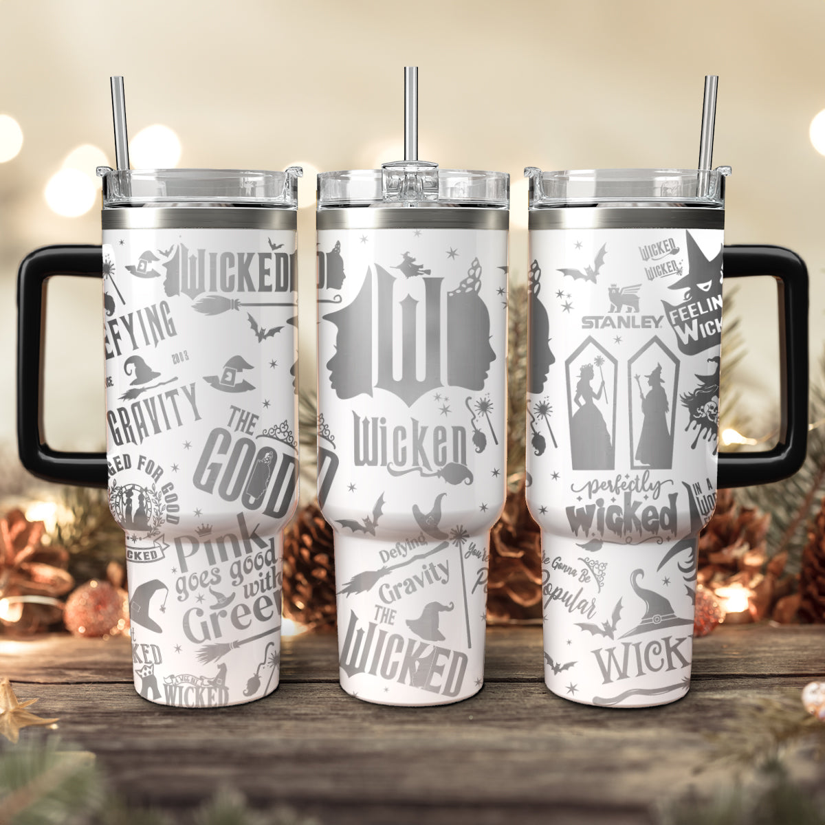 Wicked Movies Custom Stanley Quencher 40oz Stainless Steel Tumbler With Handle