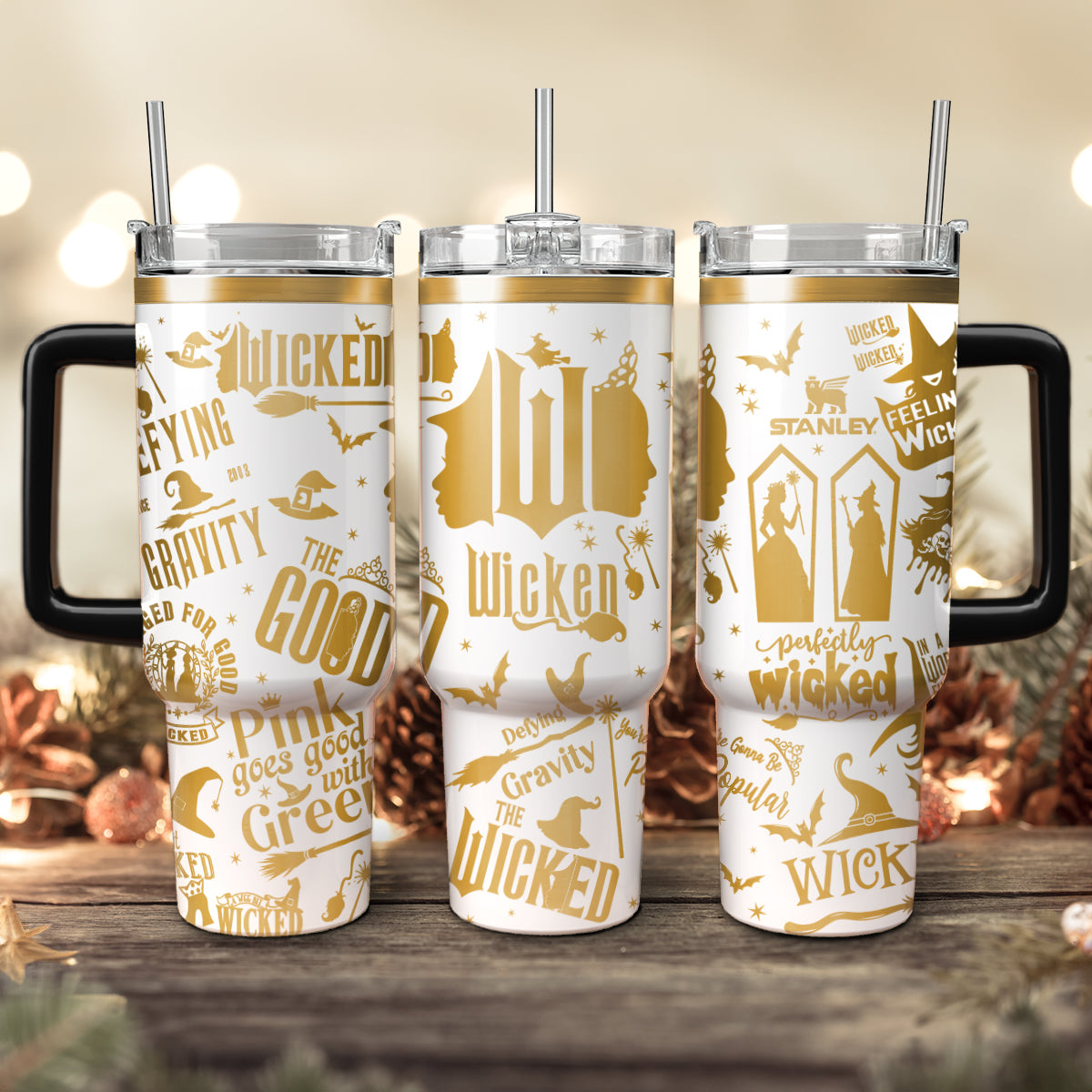 Wicked Movies Custom Stanley Quencher 40oz Stainless Steel Tumbler With Handle