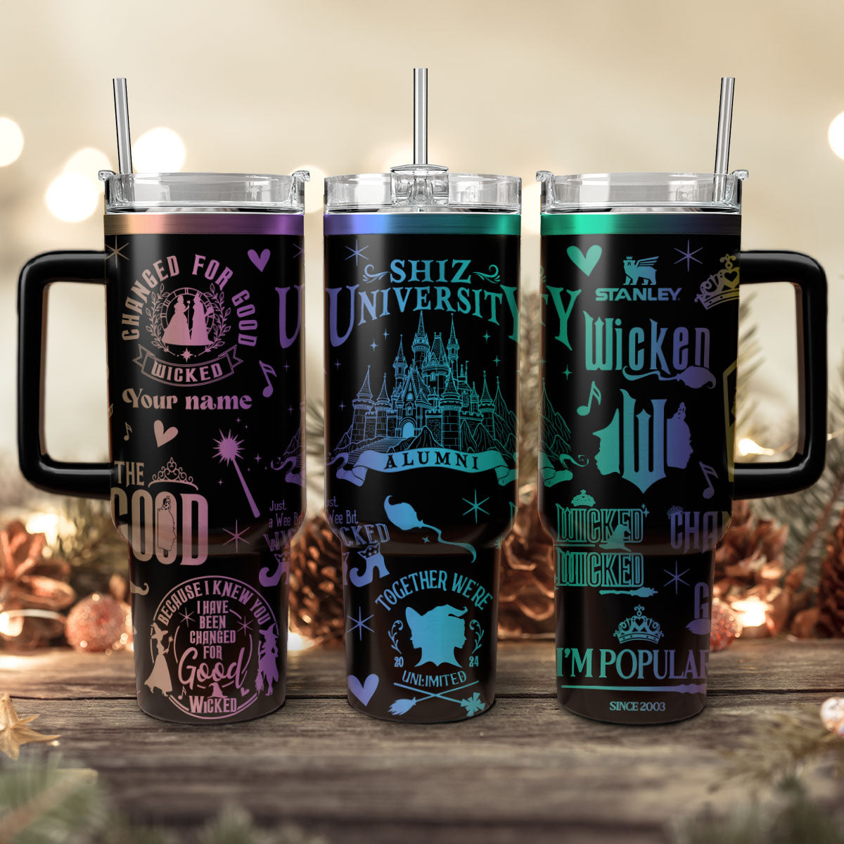 Wicked Movies Custom Stanley Quencher 40oz Stainless Steel Tumbler With Handle