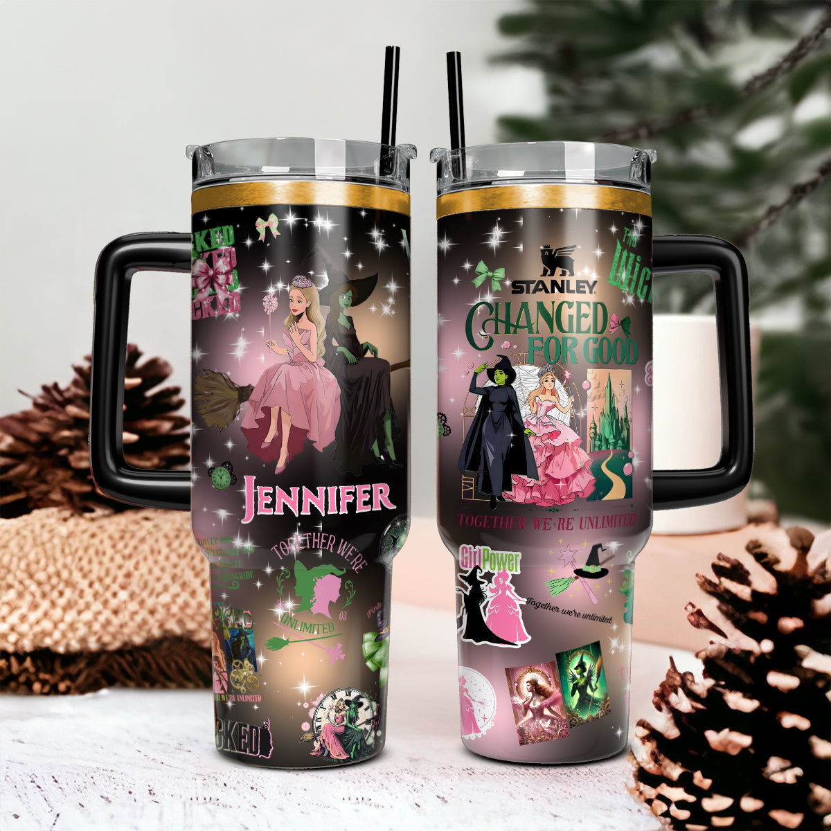 Wicked Movies Custom Stanley Quencher 40oz Stainless Steel Tumbler With Handle