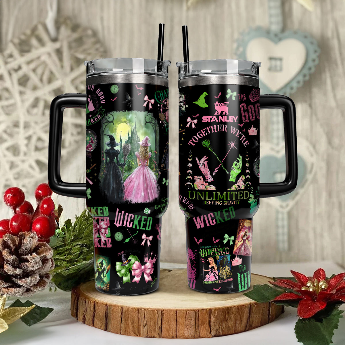 Wicked Movies Custom Stanley Quencher 40oz Stainless Steel Tumbler With Handle