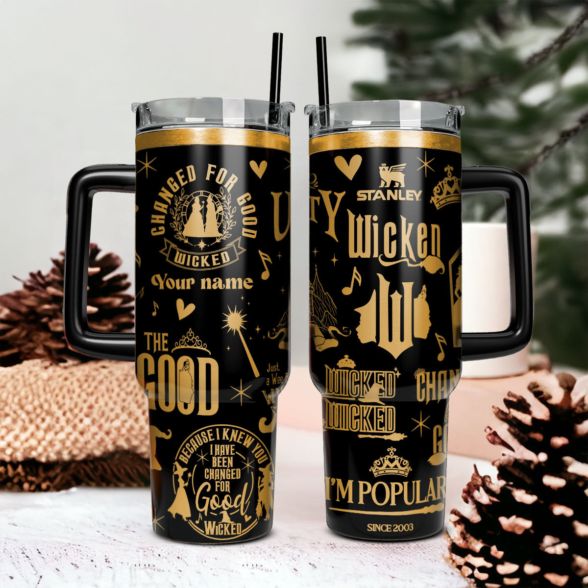 Wicked Movies Custom Stanley Quencher 40oz Stainless Steel Tumbler With Handle