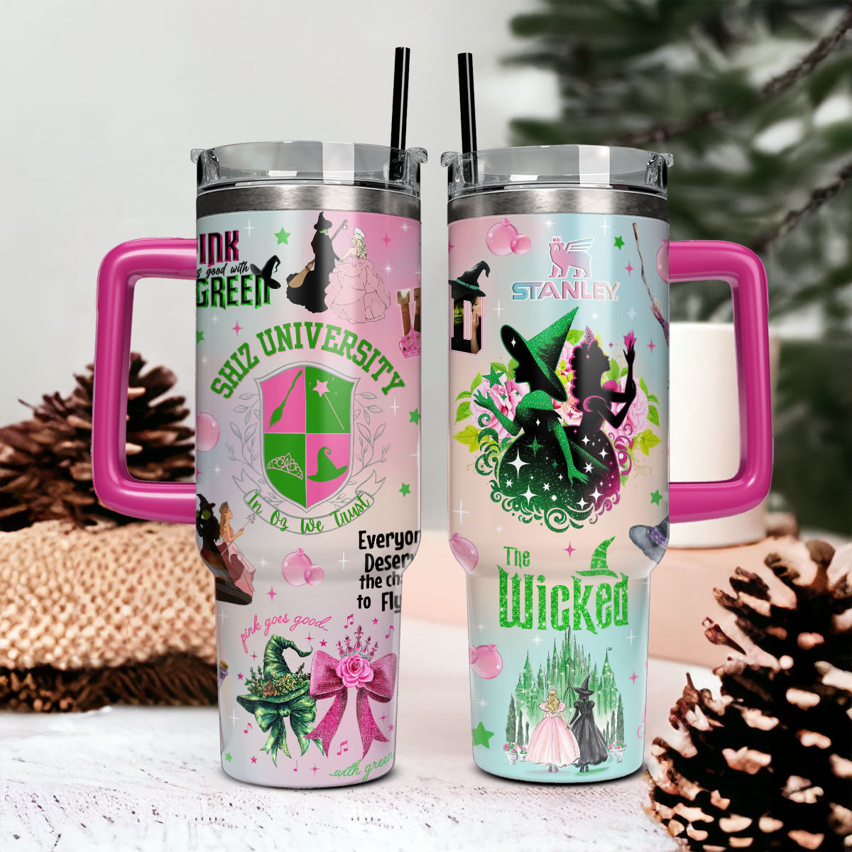 Wicked Movies Custom Stanley Quencher 40oz Stainless Steel Tumbler With Handle
