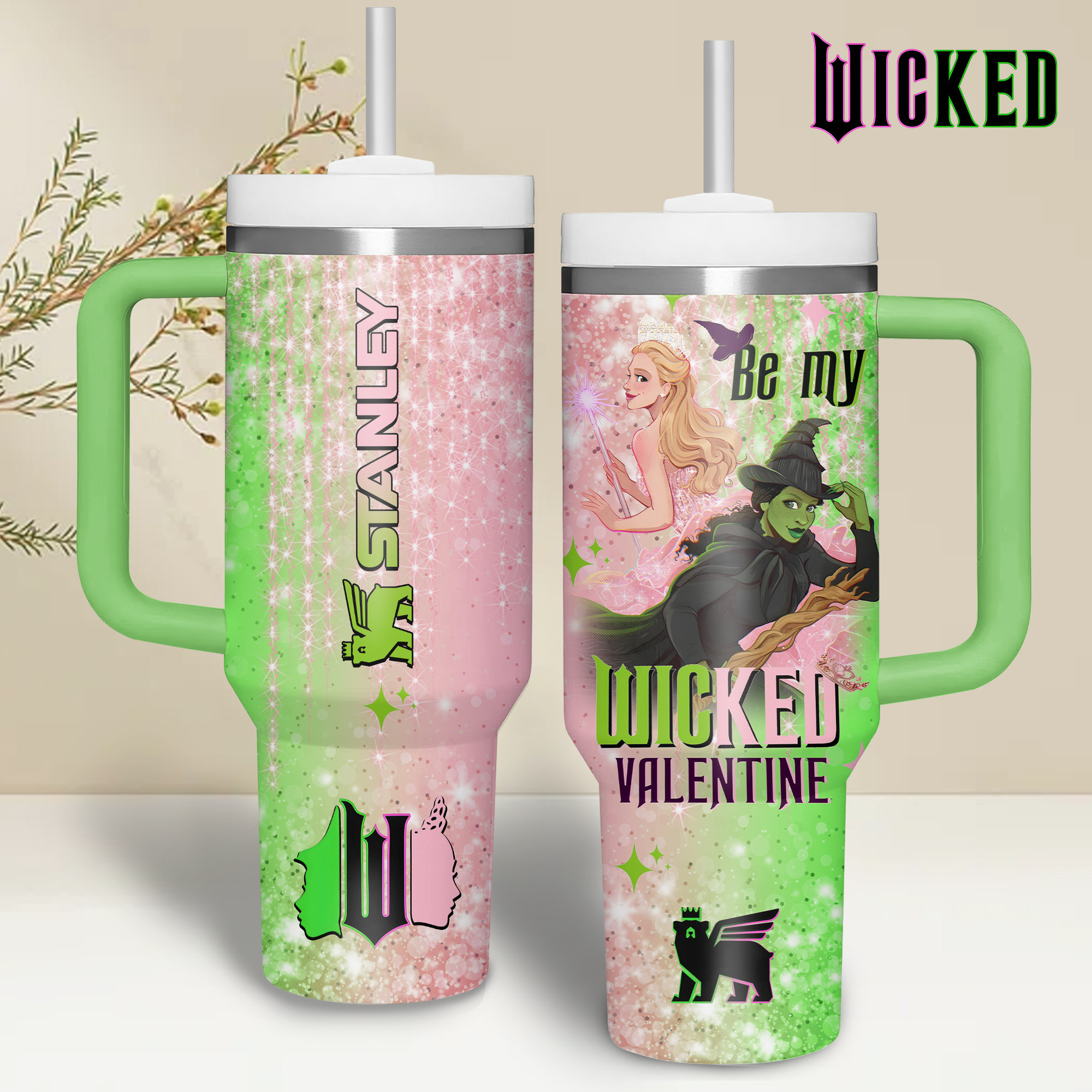 Wicked Movies Custom Stanley Quencher 40oz Stainless Steel Tumbler With Handle