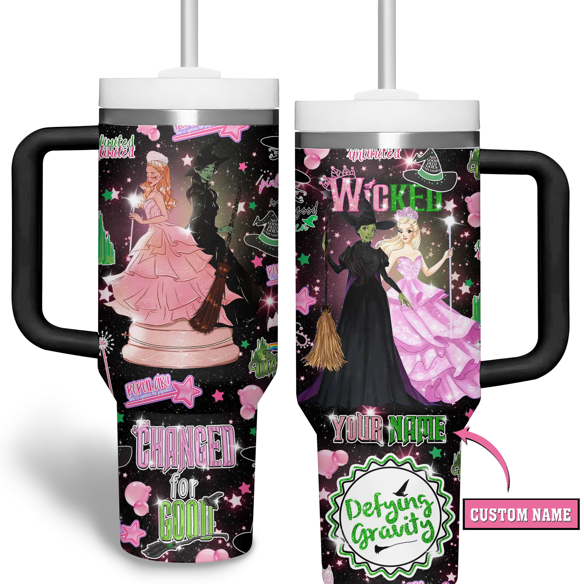Wicked Movies Custom Stanley Quencher 40oz Stainless Steel Tumbler With Handle