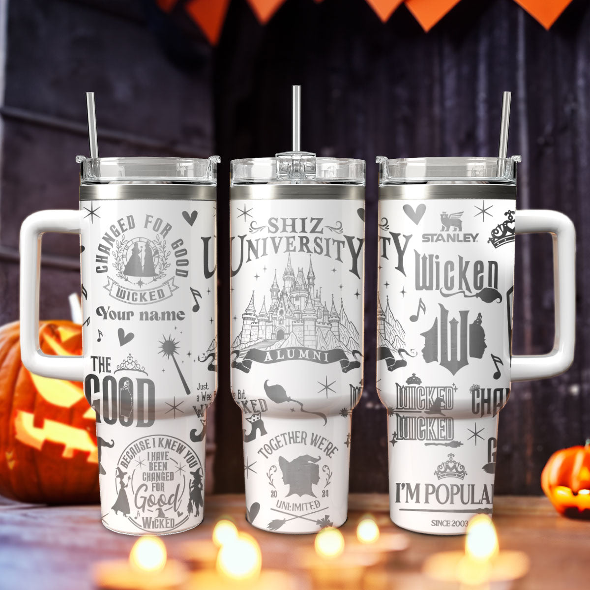 Wicked Movies Custom Stanley Quencher 40oz Stainless Steel Tumbler With Handle
