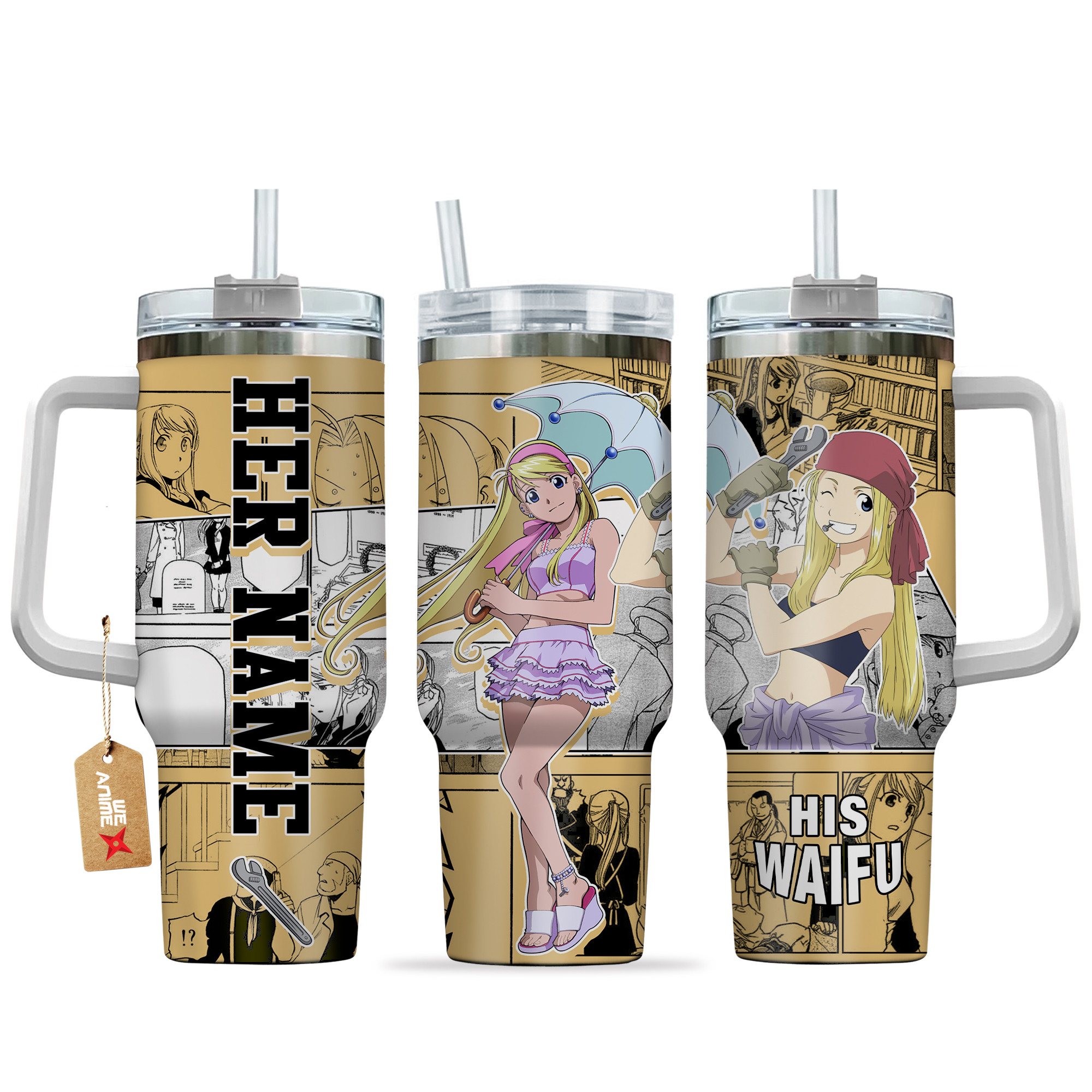Winry Rockbell Fullmetal Alchemist Anime Custom Stanley Quencher 40oz Stainless Steel Tumbler With Handle