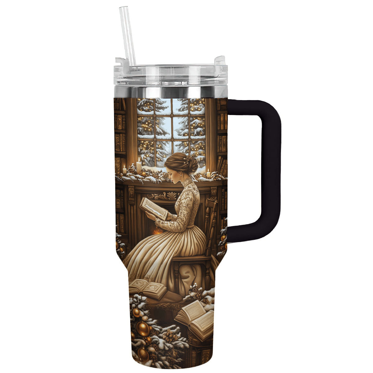 Winter Reads Book Custom Stanley Quencher 40oz Stainless Steel Tumbler With Handle