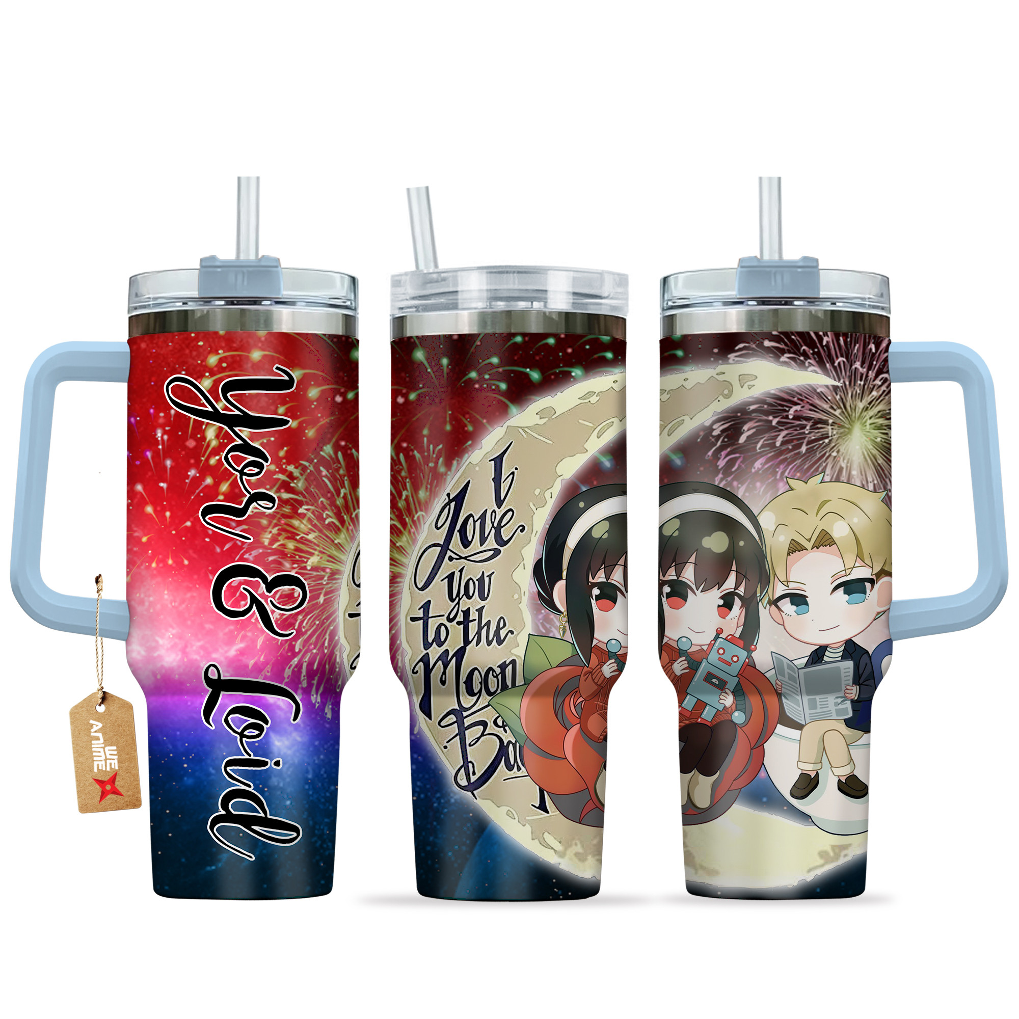 Yor Forger & Loid Spy x Family Anime Valentine Custom Stanley Quencher 40oz Stainless Steel Tumbler With Handle