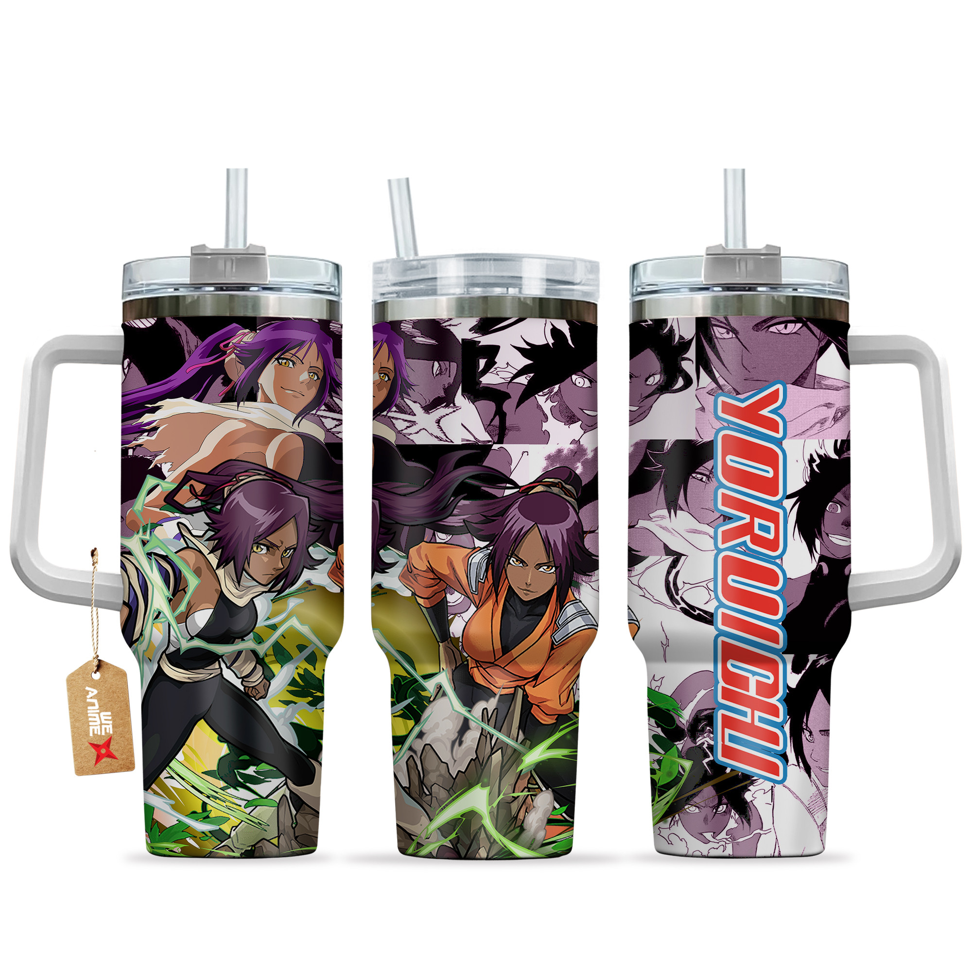 Yoruichi Shihouin Bleach Anime Custom Stanley Quencher 40oz Stainless Steel Tumbler With Handle