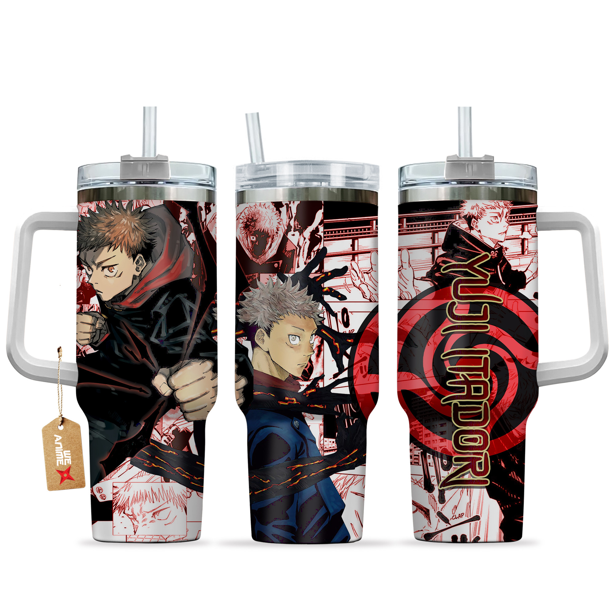 Yuji Itadori Jujutsu Kaisen Anime Custom Stanley Quencher 40oz Stainless Steel Tumbler With Handle