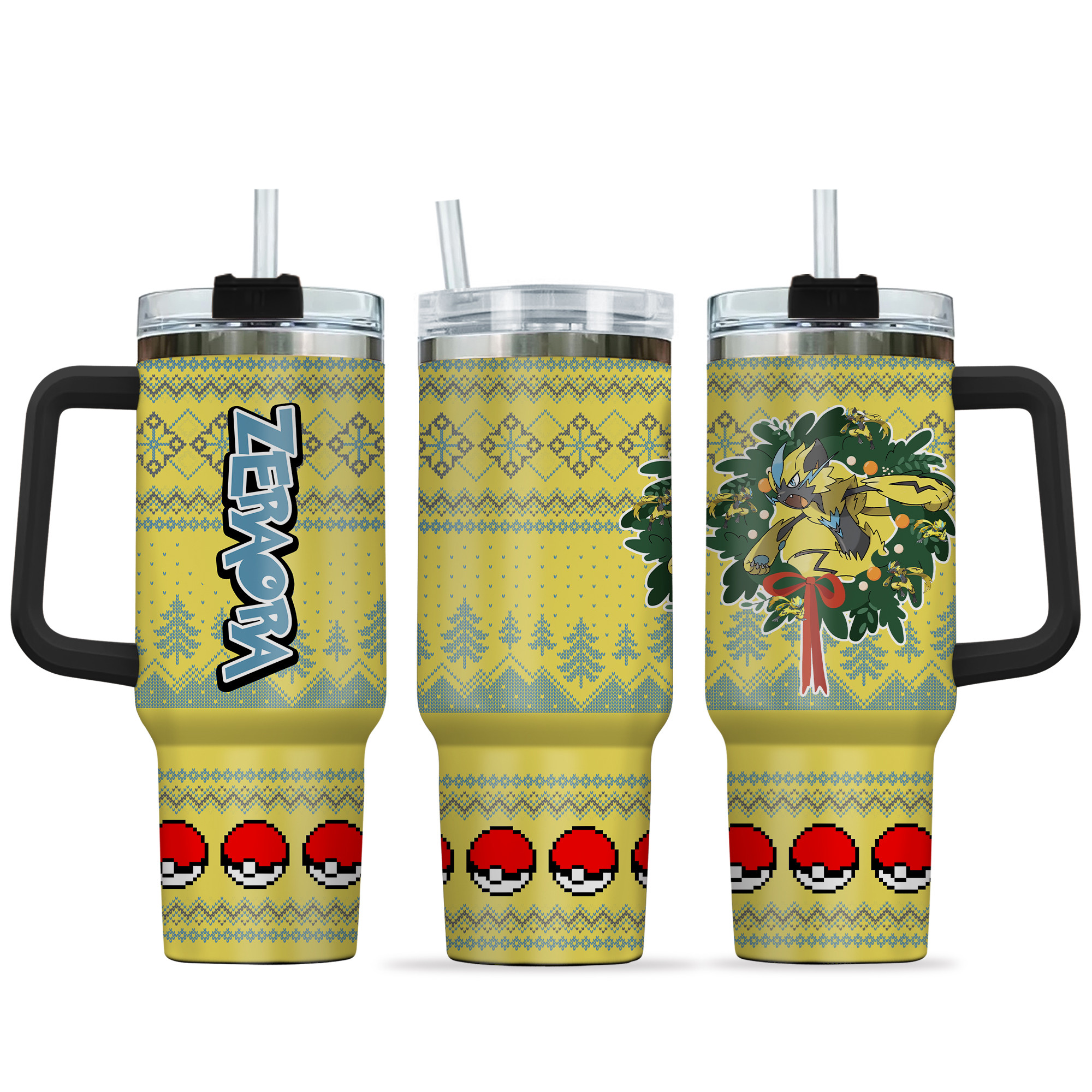 Zeraora Pokemon Anime Custom Stanley Quencher 40oz Stainless Steel Tumbler With Handle
