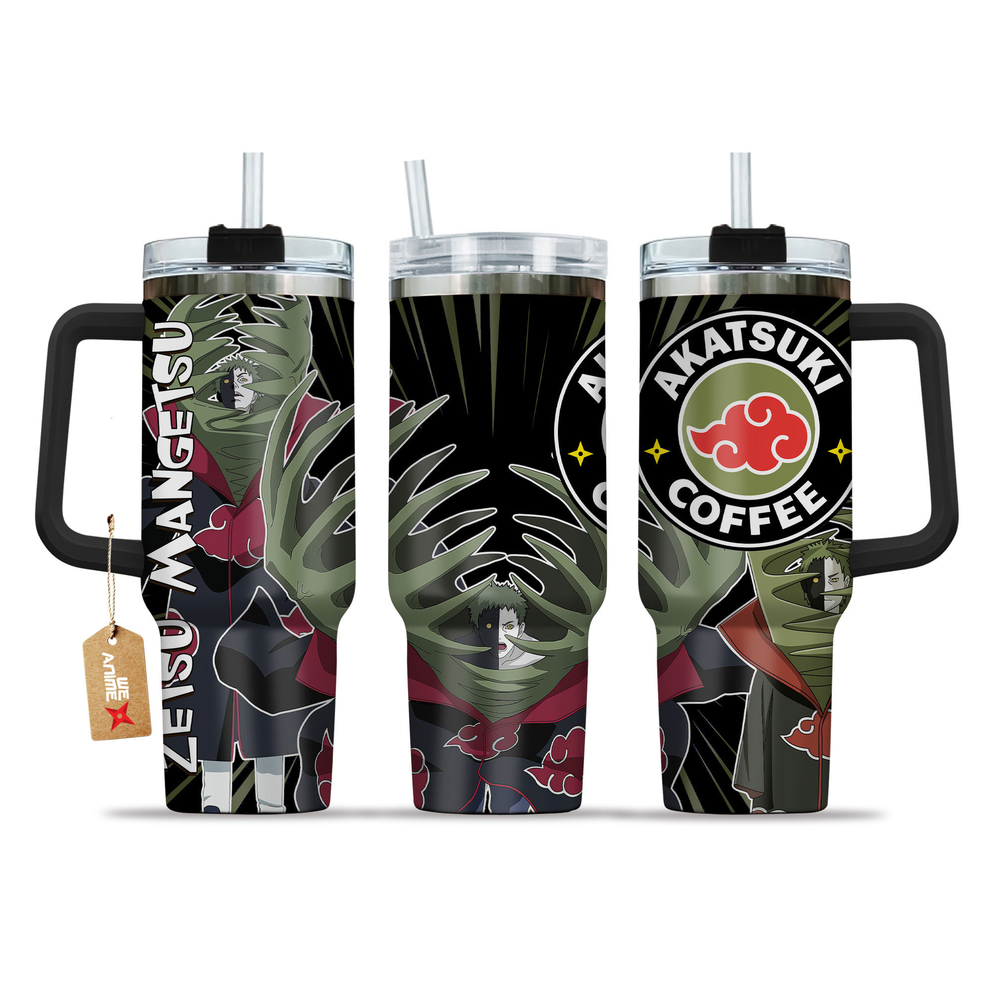 Zetsu Mangetsu Naruto Anime Custom Stanley Quencher 40oz Stainless Steel Tumbler With Handle