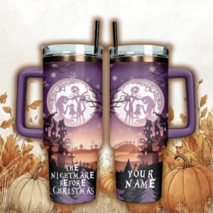 The Nightmare Before Christmas Movies Custom Stanley Quencher 40oz Stainless Steel Tumbler With Handle