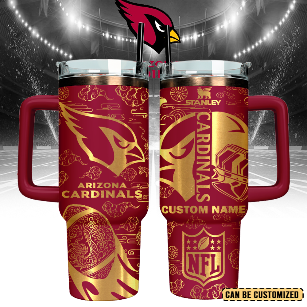 Arizona Cardinals Custom Stanley Quencher 40oz Stainless Steel Tumbler With Handle