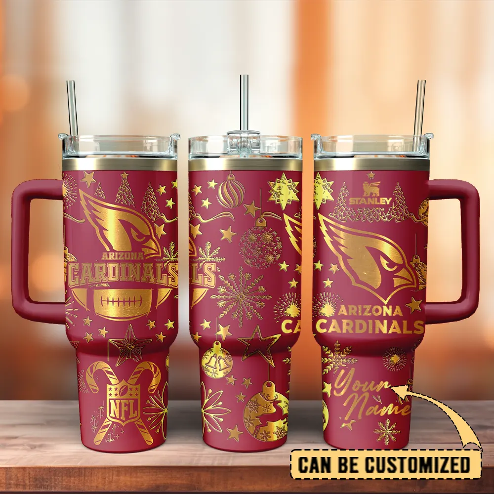 Arizona Cardinals Custom Stanley Quencher 40oz Stainless Steel Tumbler With Handle