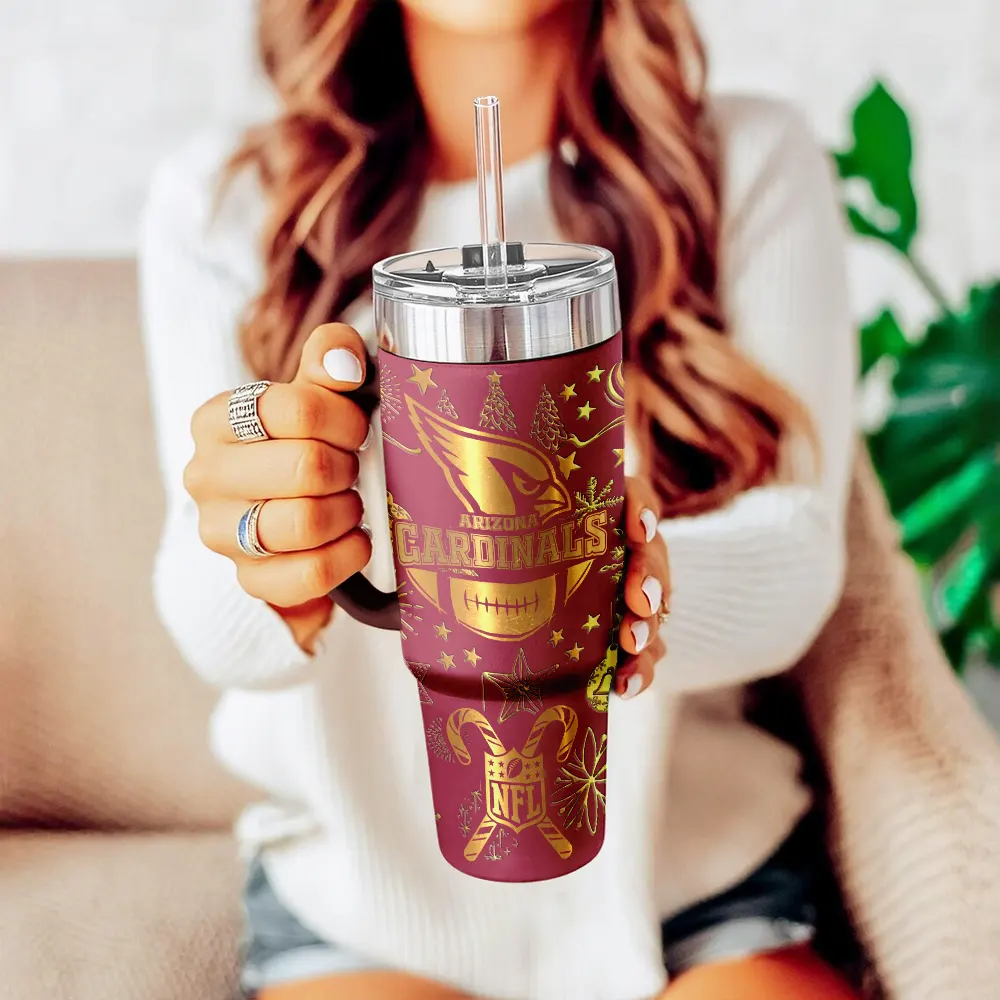 Arizona Cardinals Custom Stanley Quencher 40oz Stainless Steel Tumbler With Handle