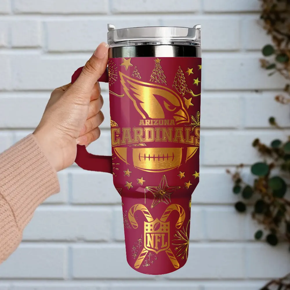 Arizona Cardinals Custom Stanley Quencher 40oz Stainless Steel Tumbler With Handle