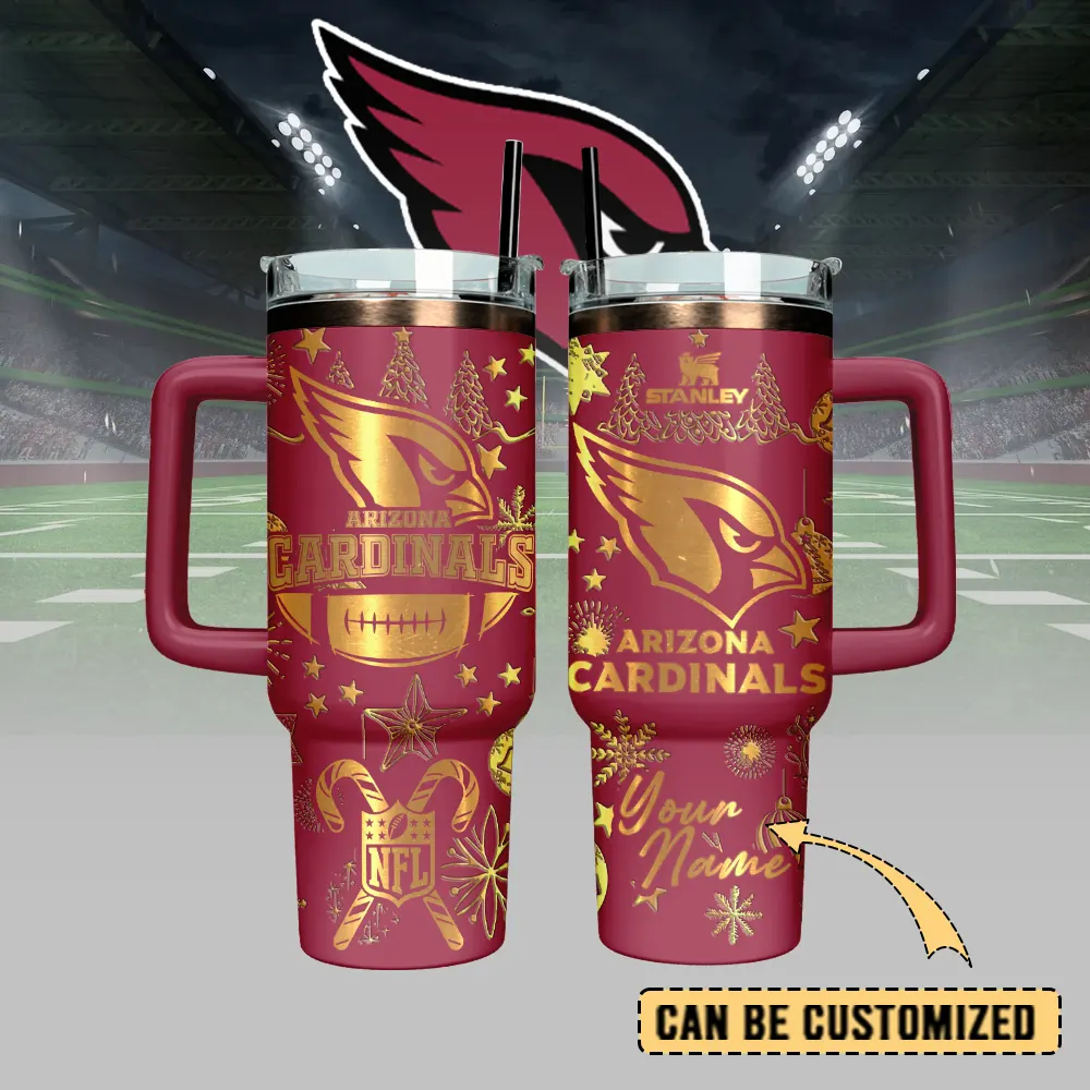 Arizona Cardinals Custom Stanley Quencher 40oz Stainless Steel Tumbler With Handle