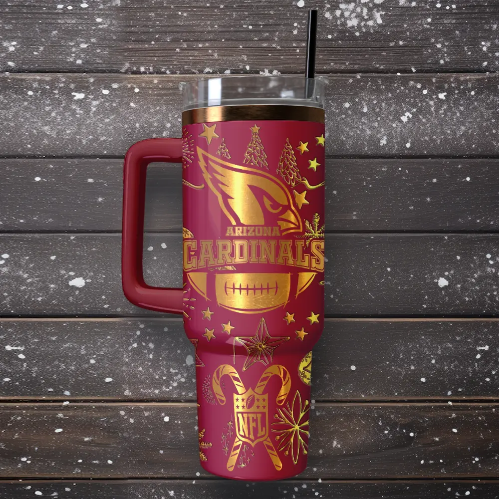 Arizona Cardinals Custom Stanley Quencher 40oz Stainless Steel Tumbler With Handle
