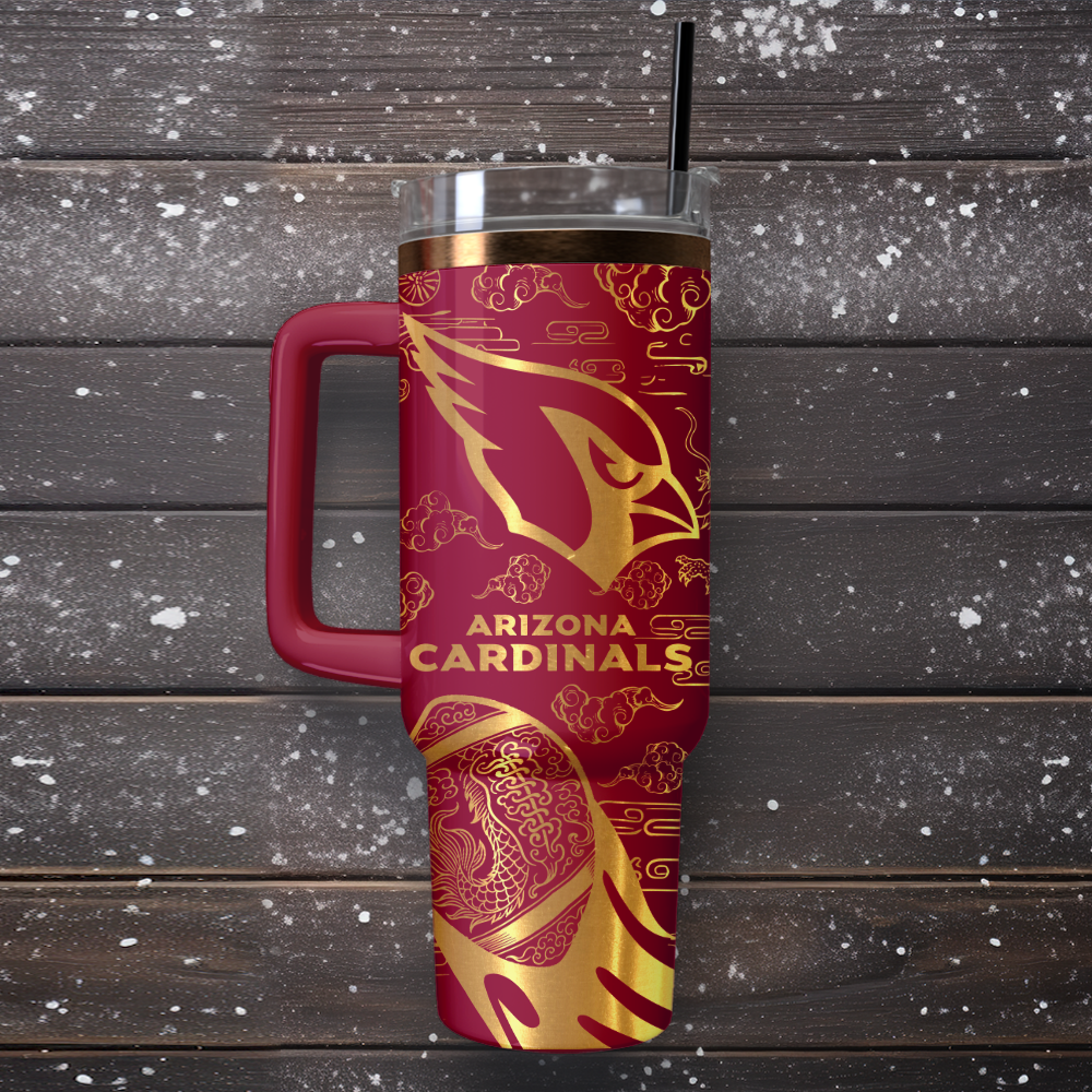 Arizona Cardinals Custom Stanley Quencher 40oz Stainless Steel Tumbler With Handle