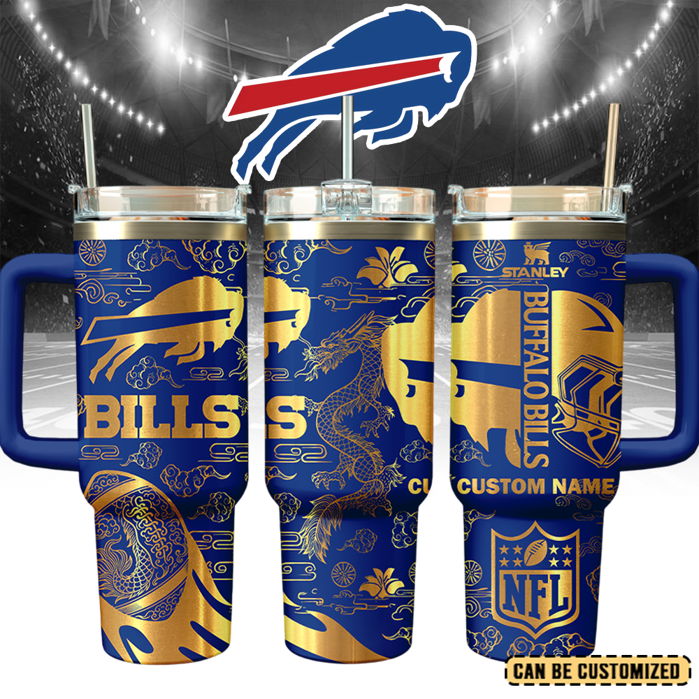 Buffalo Bills Custom Stanley Quencher 40oz Stainless Steel Tumbler With Handle