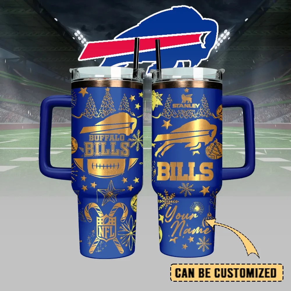 Buffalo Bills Custom Stanley Quencher 40oz Stainless Steel Tumbler With Handle