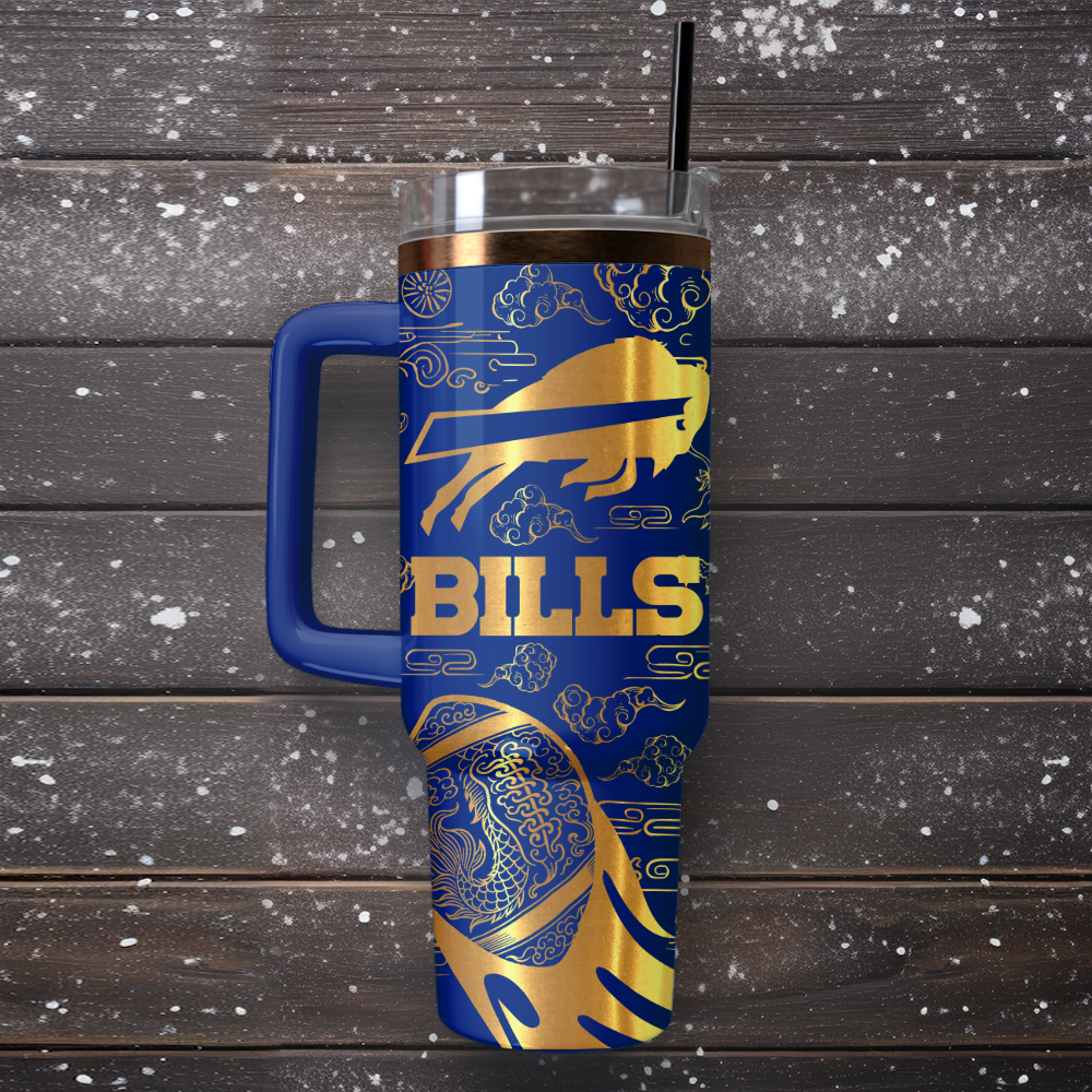Buffalo Bills Custom Stanley Quencher 40oz Stainless Steel Tumbler With Handle