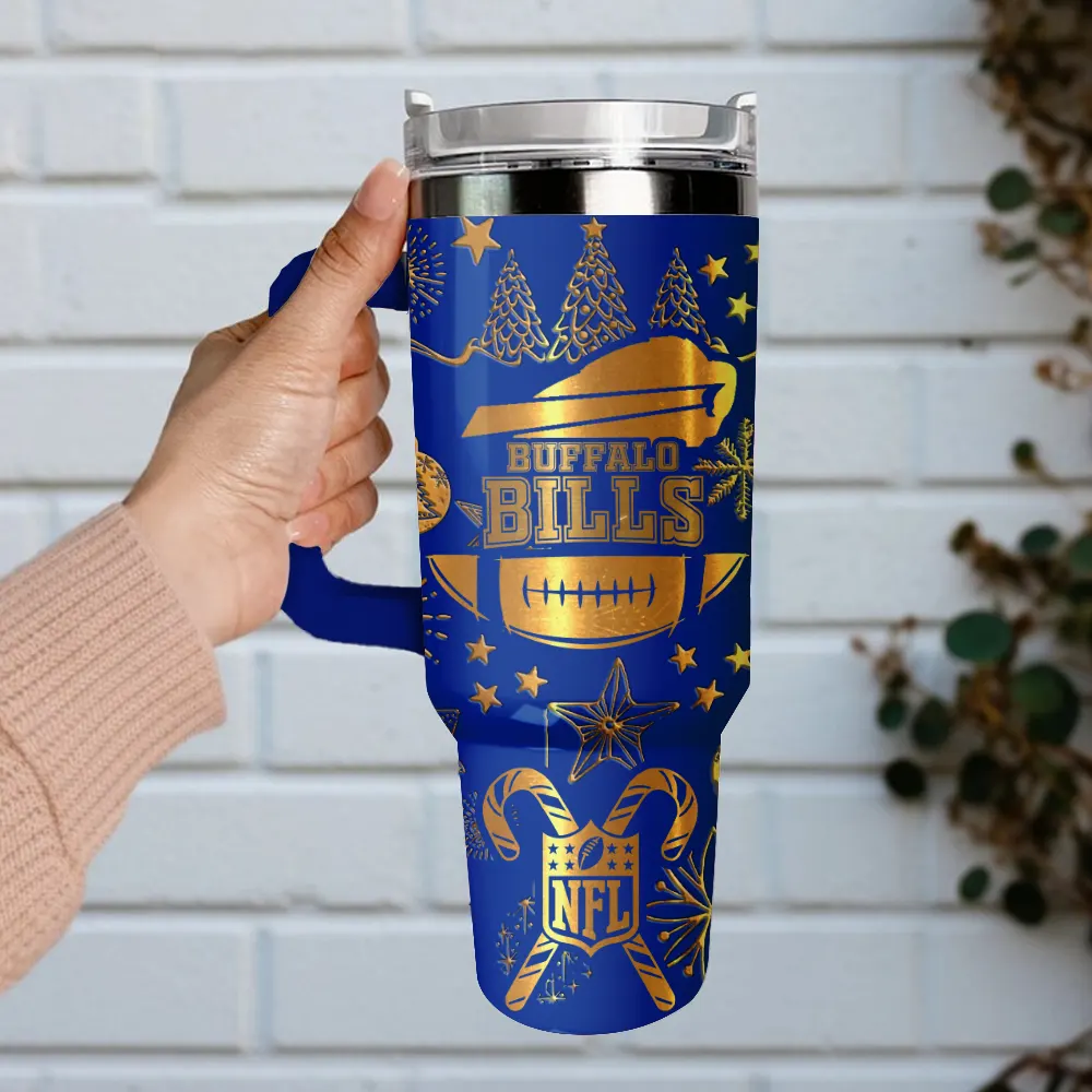 Buffalo Bills Custom Stanley Quencher 40oz Stainless Steel Tumbler With Handle