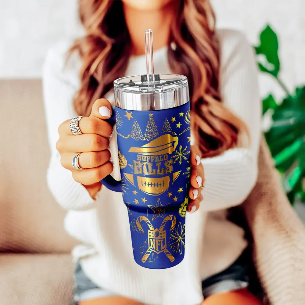 Buffalo Bills Custom Stanley Quencher 40oz Stainless Steel Tumbler With Handle