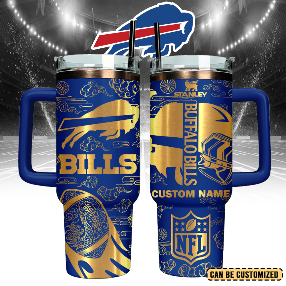 Buffalo Bills Custom Stanley Quencher 40oz Stainless Steel Tumbler With Handle