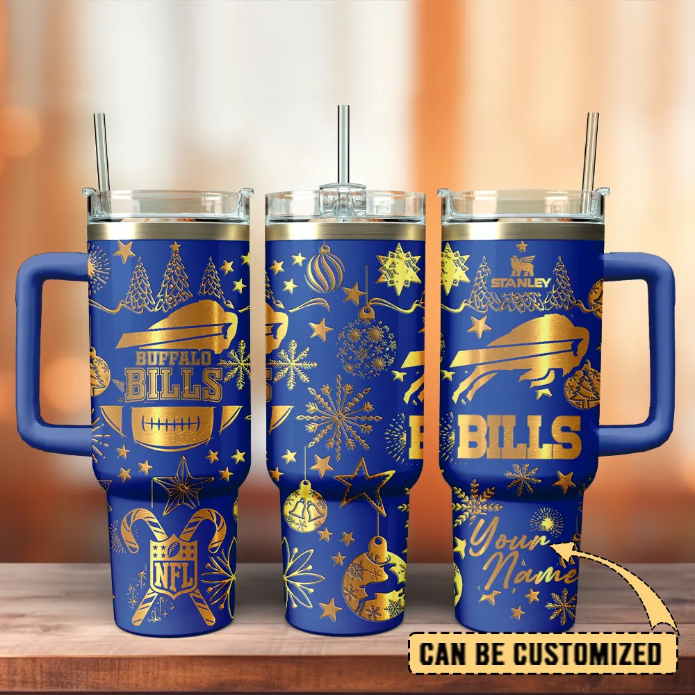 Buffalo Bills Custom Stanley Quencher 40oz Stainless Steel Tumbler With Handle