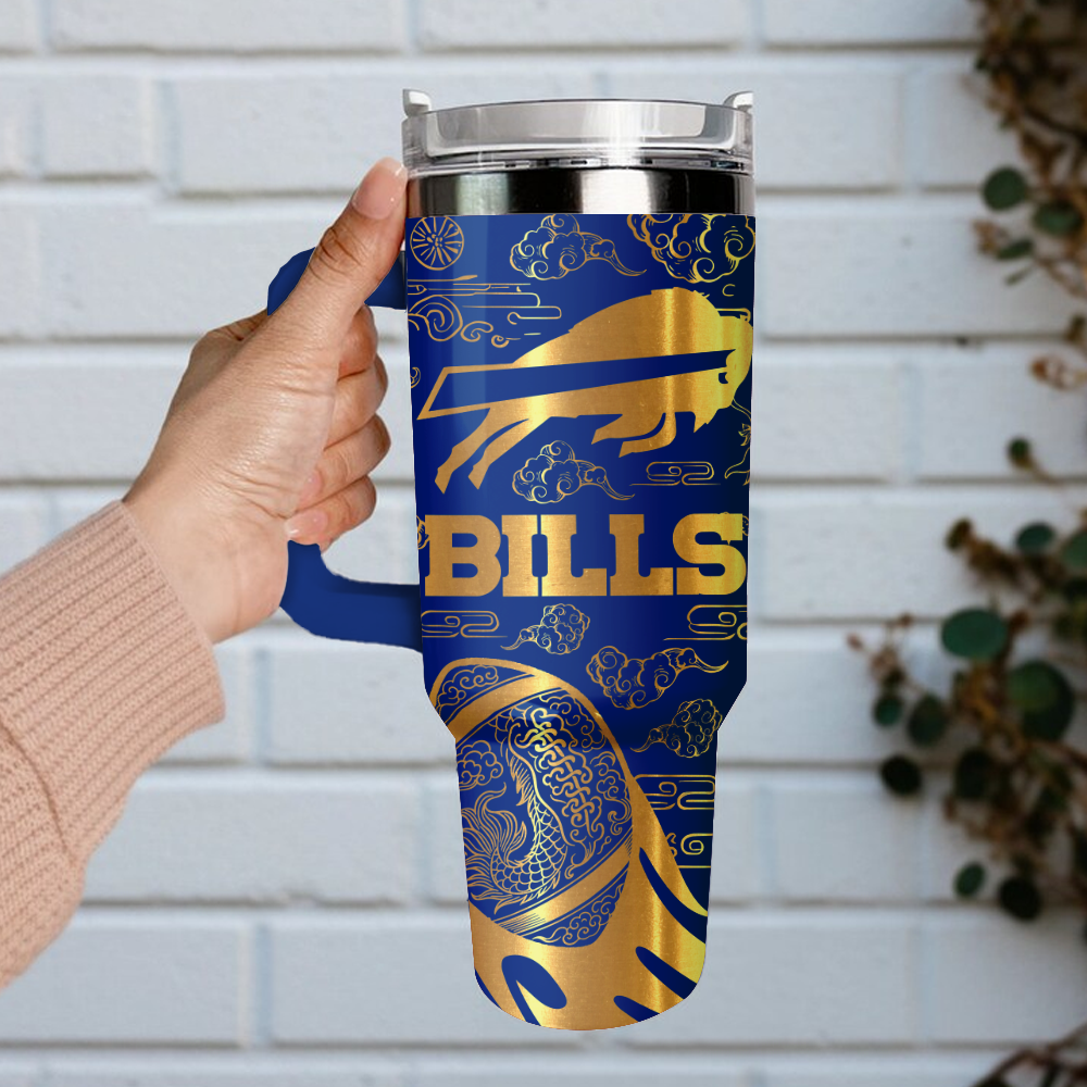 Buffalo Bills Custom Stanley Quencher 40oz Stainless Steel Tumbler With Handle