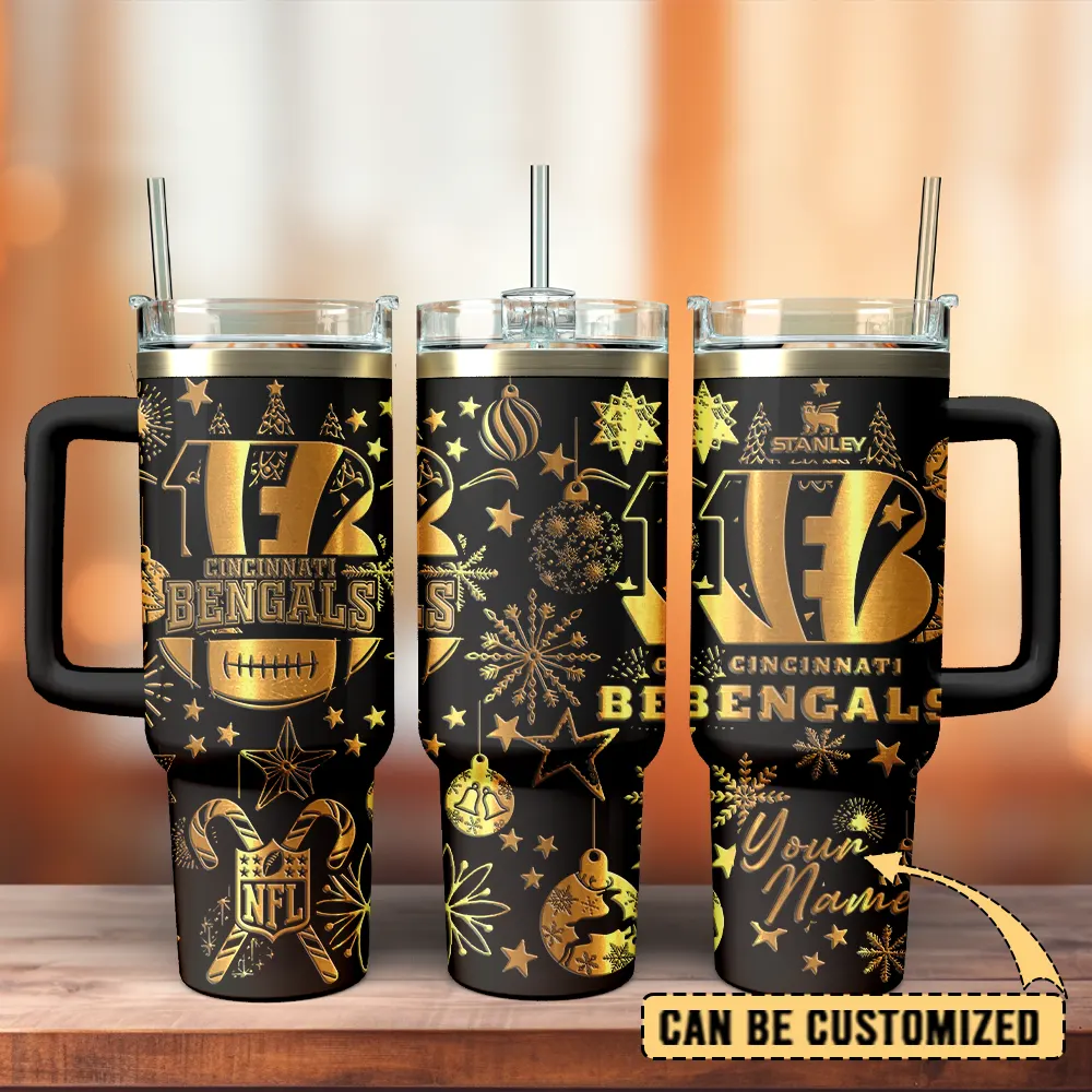 Cincinnati Bengals Custom Stanley Quencher 40oz Stainless Steel Tumbler With Handle