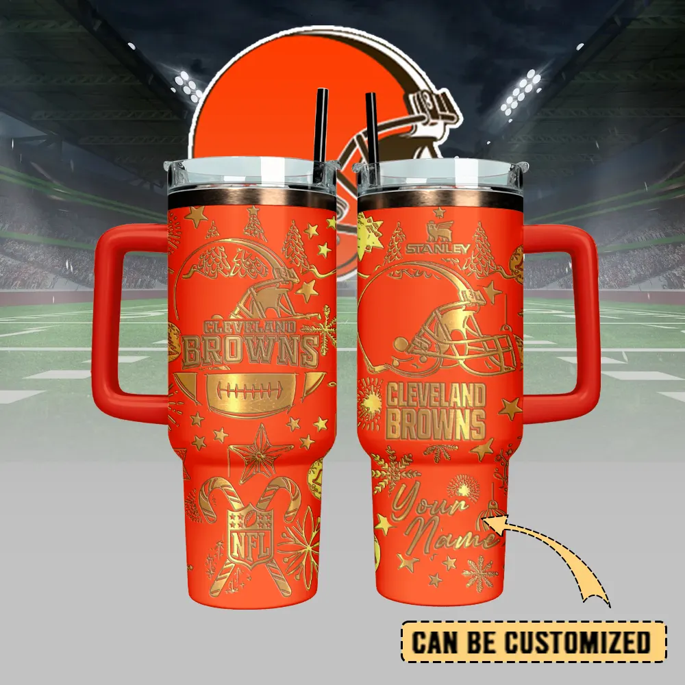 Cleveland Browns Custom Stanley Quencher 40oz Stainless Steel Tumbler With Handle
