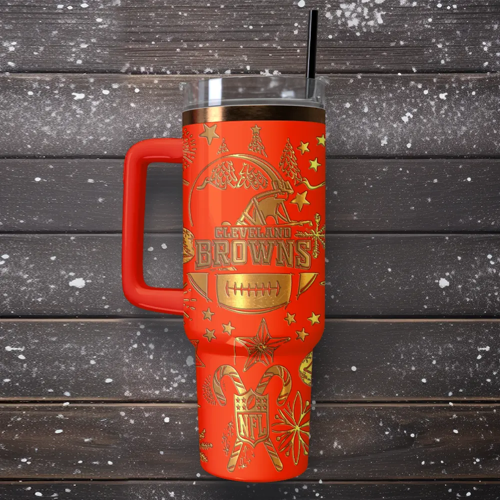 Cleveland Browns Custom Stanley Quencher 40oz Stainless Steel Tumbler With Handle