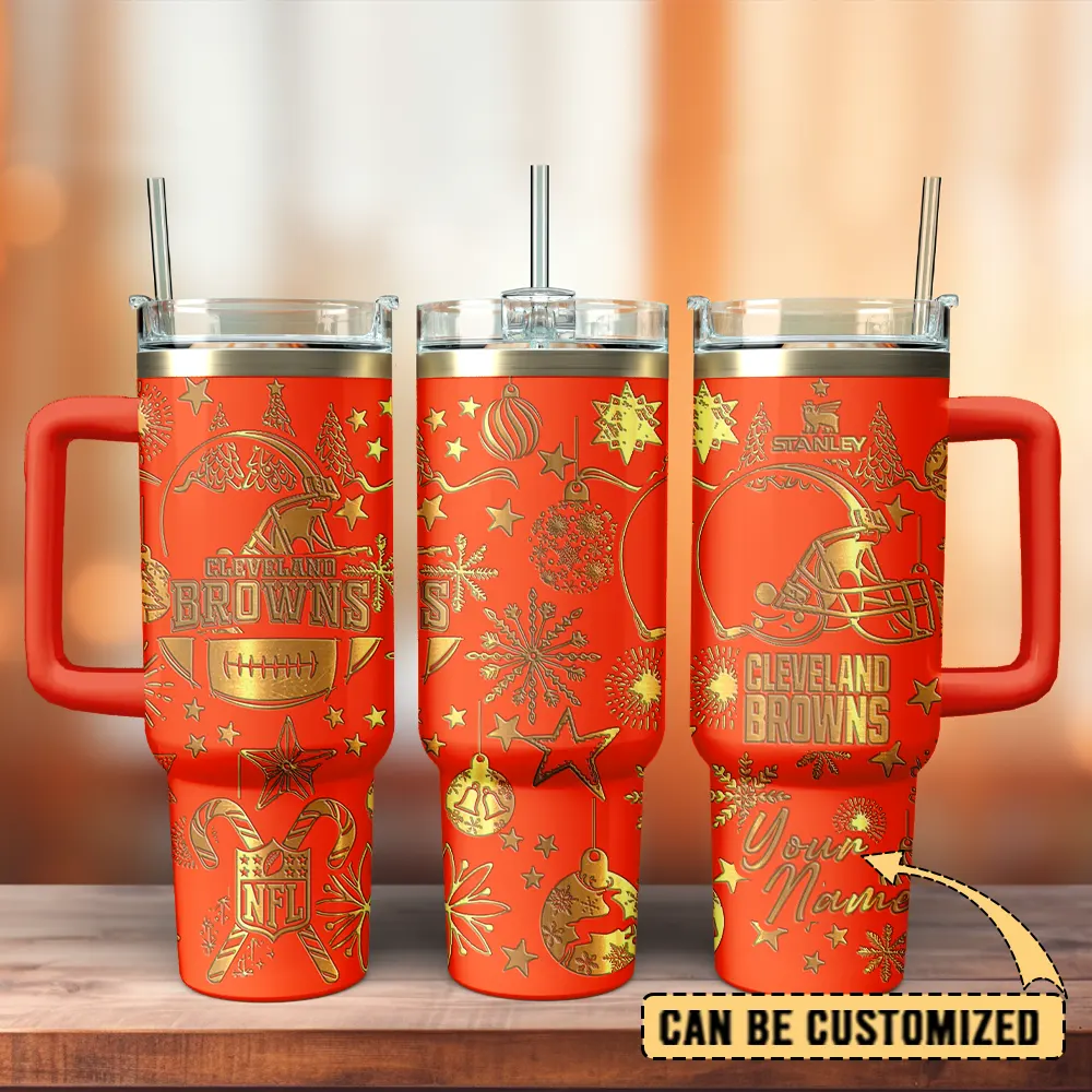 Cleveland Browns Custom Stanley Quencher 40oz Stainless Steel Tumbler With Handle