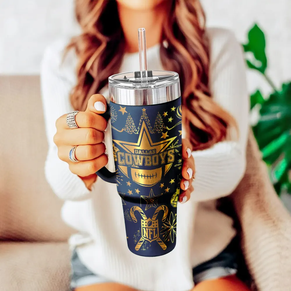 Dallas Cowboys Custom Stanley Quencher 40oz Stainless Steel Tumbler With Handle