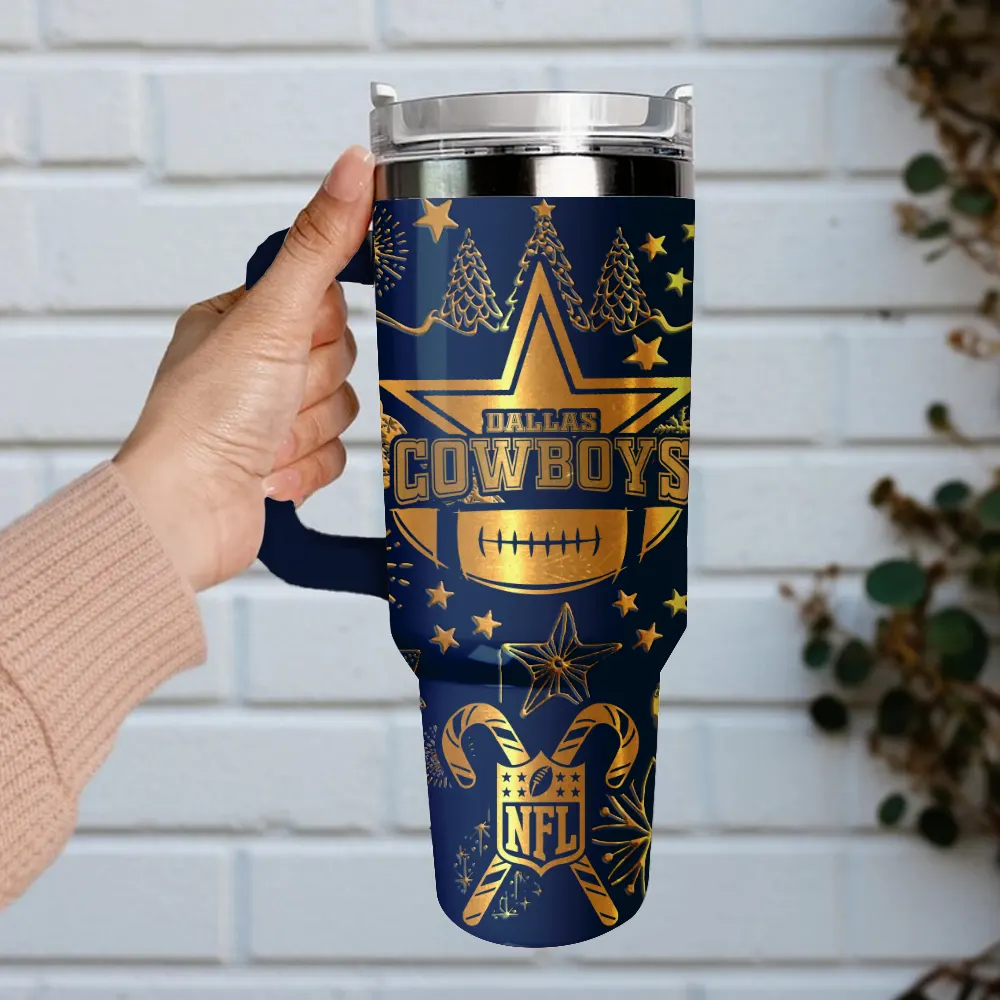 Dallas Cowboys Custom Stanley Quencher 40oz Stainless Steel Tumbler With Handle