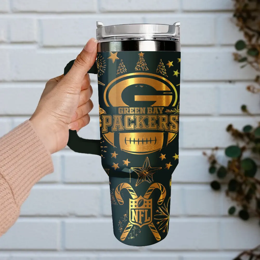 Green Bay Packers Custom Stanley Quencher 40oz Stainless Steel Tumbler With Handle