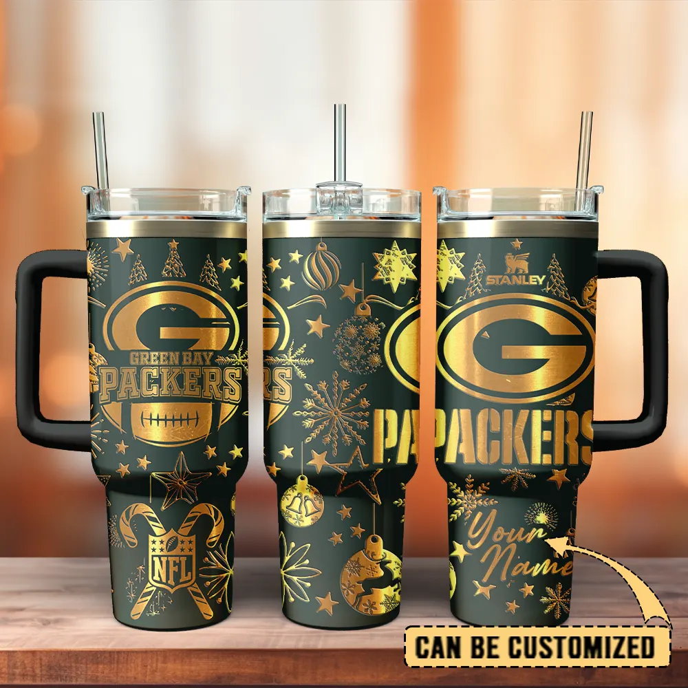 Green Bay Packers Custom Stanley Quencher 40oz Stainless Steel Tumbler With Handle