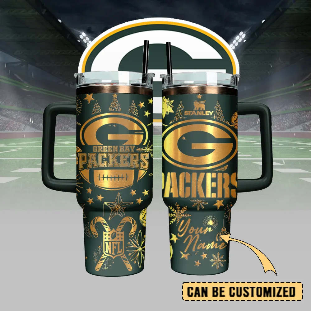 Green Bay Packers Custom Stanley Quencher 40oz Stainless Steel Tumbler With Handle