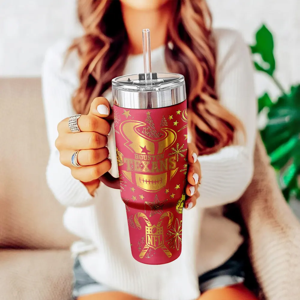 Houston Texans Custom Stanley Quencher 40oz Stainless Steel Tumbler With Handle