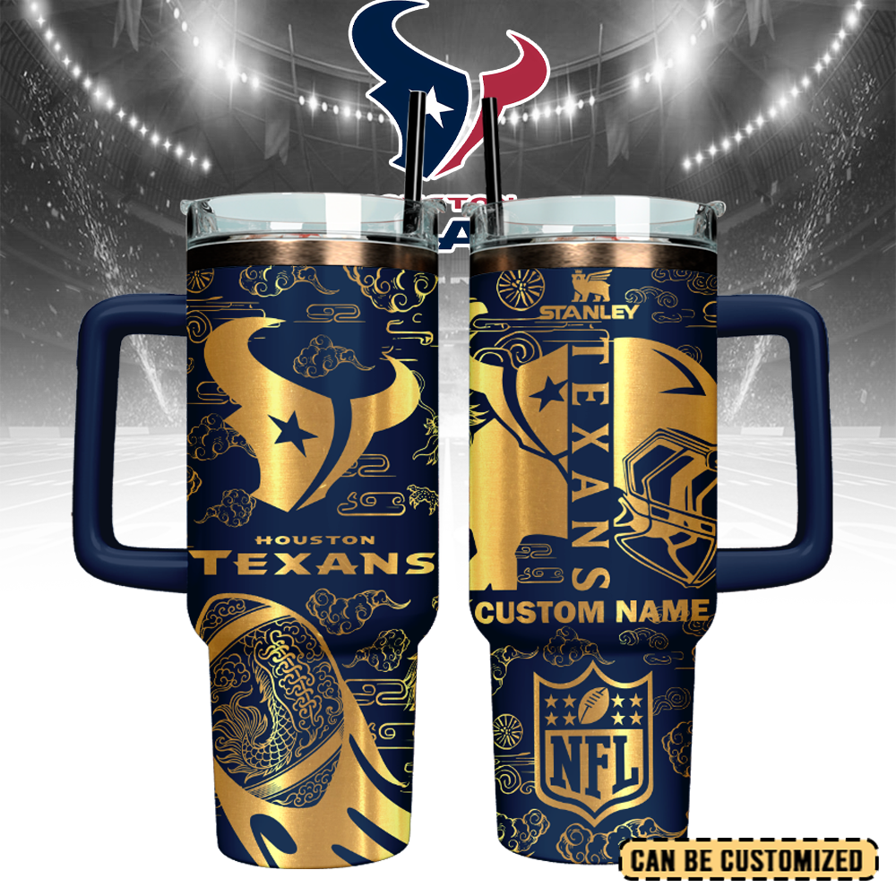 Houston Texans Custom Stanley Quencher 40oz Stainless Steel Tumbler With Handle