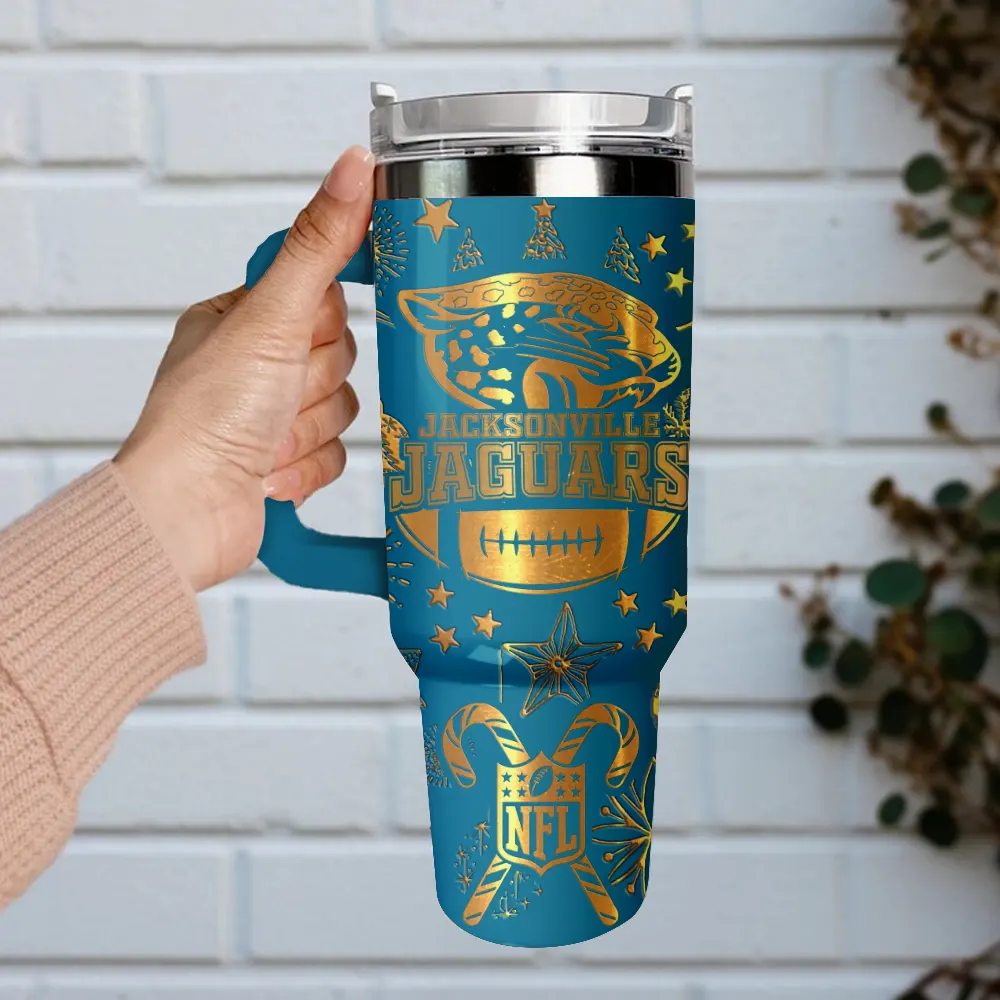 Jacksonville Jaguars Custom Stanley Quencher 40oz Stainless Steel Tumbler With Handle