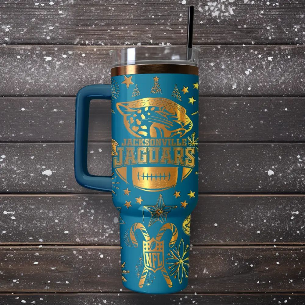 Jacksonville Jaguars Custom Stanley Quencher 40oz Stainless Steel Tumbler With Handle